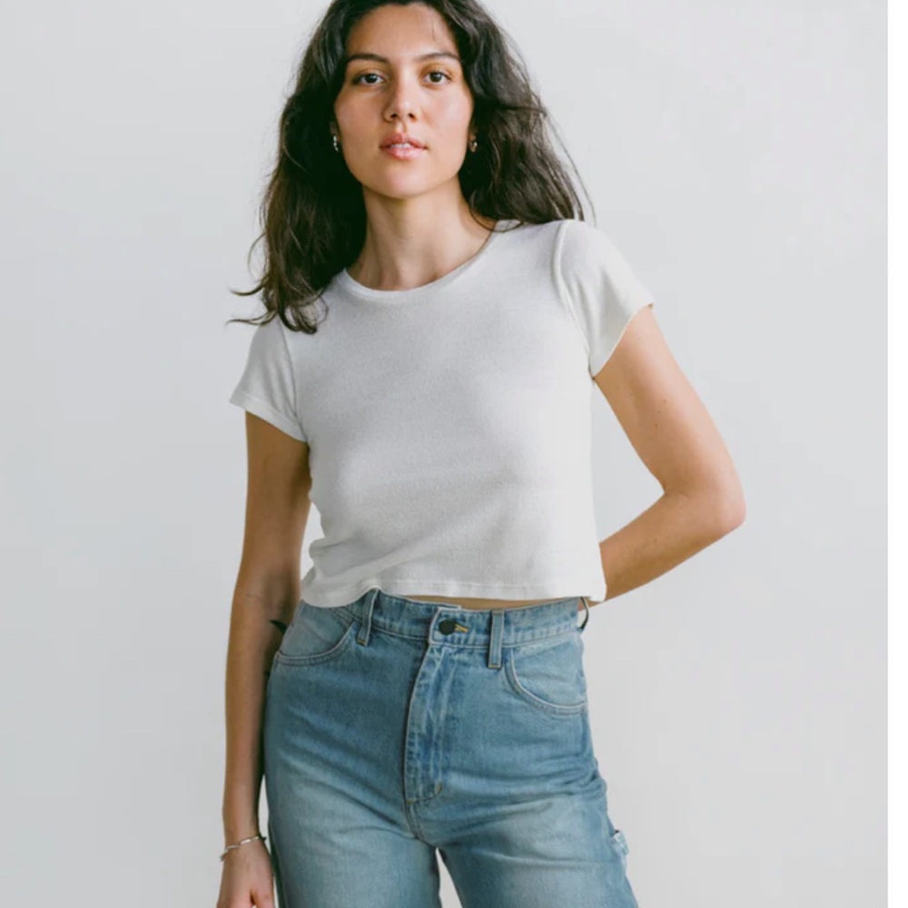 LOU TEE(Regen Silk Noil Jersey) speckled Heather Grey-size XS RV:$138 - Picture 5 of 16